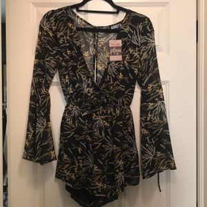 NWT Floral Print Black Romper